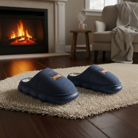 Papuci de casa pufosi A-812bleumarin [6]