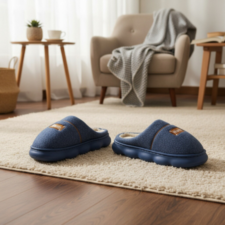 Papuci de casa pufosi A-812bleumarin [7]