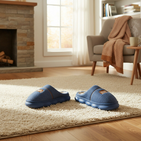 Papuci de casă - Papuci de casa pufosi A-812bleumarin
