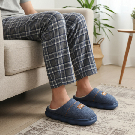 Papuci de casa pufosi A-812bleumarin [11]