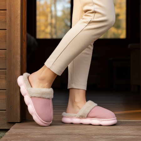 Papuci de casa pufosi A-816roz [6]