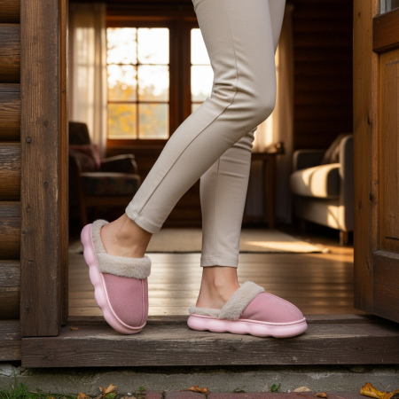 Damă - Papuci de casa pufosi A-816roz