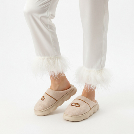 Papuci de casă - Papuci de casa pufosi A-812bej