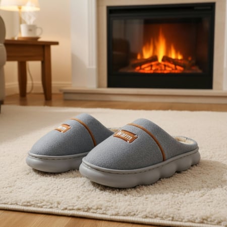 Papuci de casă - Papuci de casa pufosi A-812gri