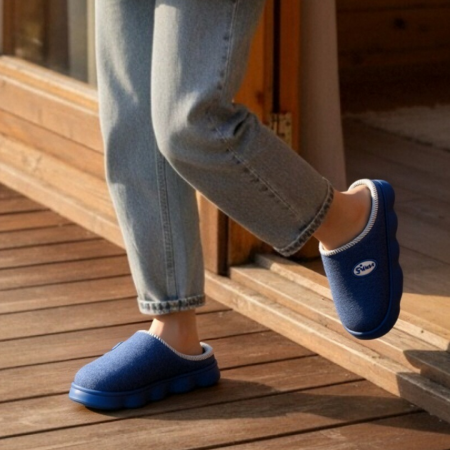 Damă - Papuci de casa pufosi A-813bleumarin
