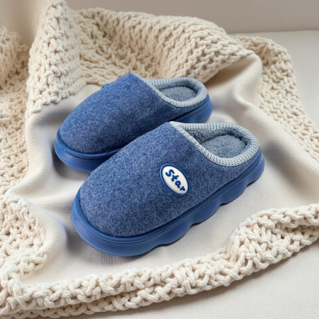 Damă - Papuci de casa pufosi A-813bleumarin