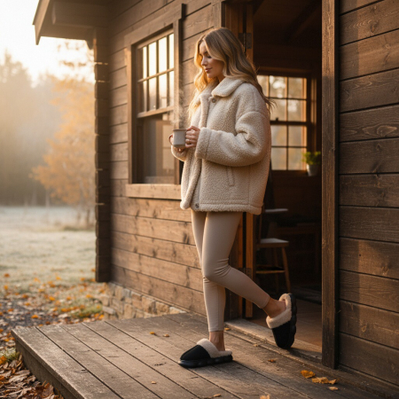 Papuci de casa pufosi A-816negru [8]