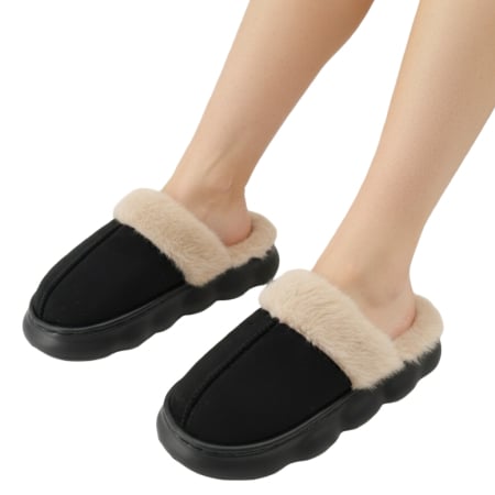 Papuci de casă - Papuci de casa pufosi A-816negru