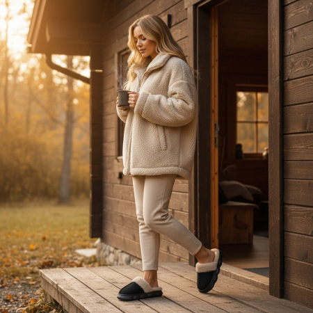 Papuci de casa pufosi A-816negru [6]