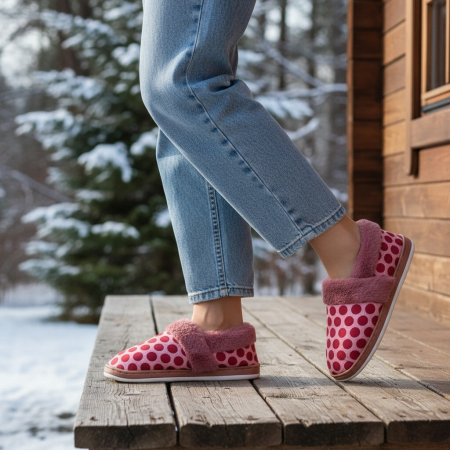 Papuci de casă - Papuci de casa pufosi L605roz