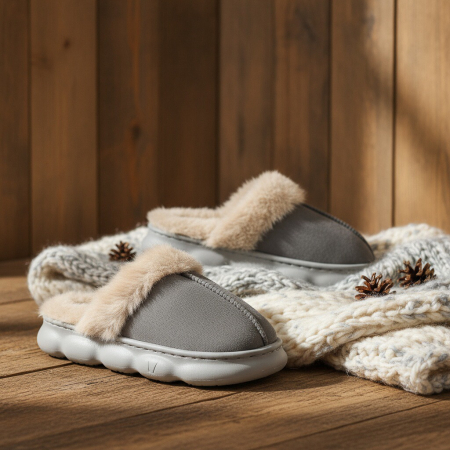 Papuci de casa pufosi A-816gri [9]