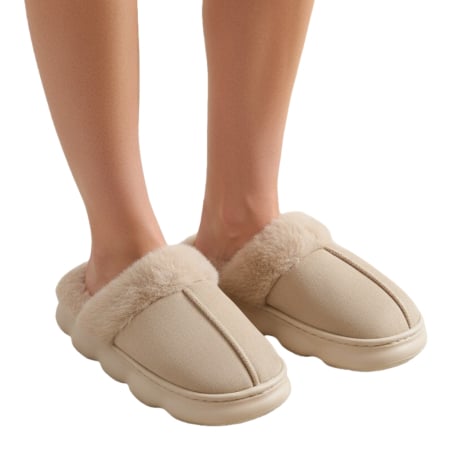 Papuci de casă - Papuci de casa pufosi A-816bej