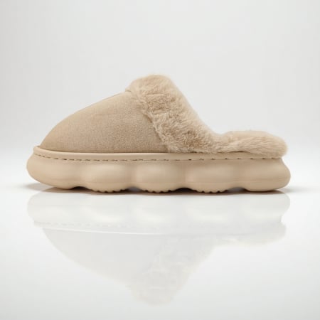 Papuci de casă - Papuci de casa pufosi A-816bej