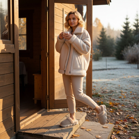 Papuci de casa pufosi A-816bej [7]