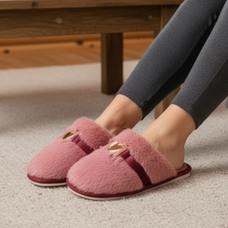 Papuci de casă - Papuci de casa pufosi WF910roz