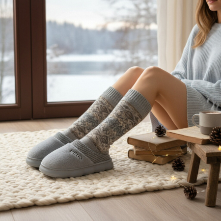 Papuci de casa pufosi A-821gri [7]