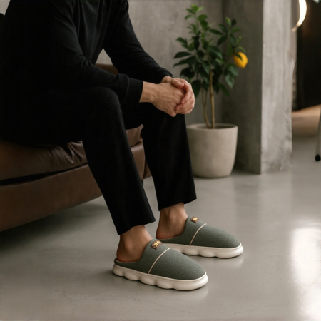 Papuci de casă - Papuci de casa pufosi A-840verde