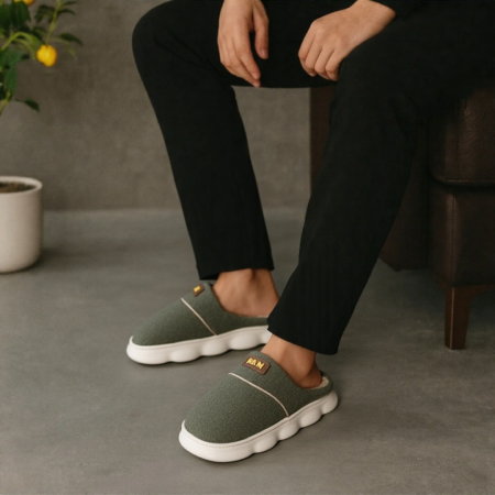 Papuci de casă - Papuci de casa pufosi A-840verde