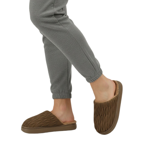 Încălțăminte bărbați - Papuci de casa pufosi D365maro