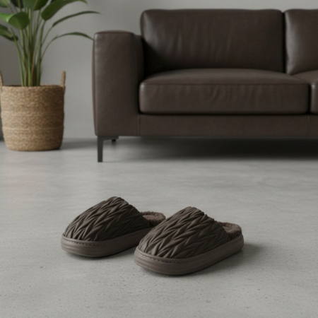 Papuci de casă - Papuci de casa pufosi D365gri