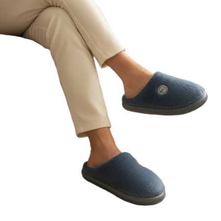 Papuci de casă - Papuci de casa pufosi D367albastru