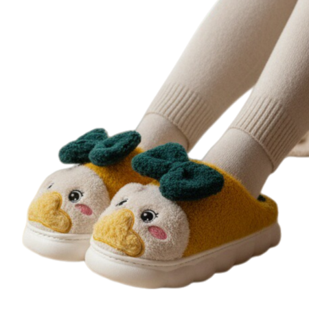 Papuci de casă - Papuci de casa pufosi F-23galben