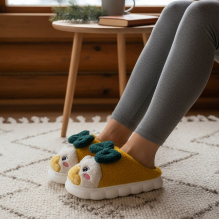 Papuci de casa pufosi F-23galben [6]