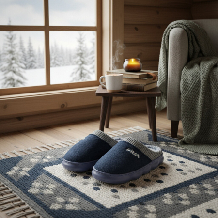 Papuci de casa pufosi A-821bleumarin [6]