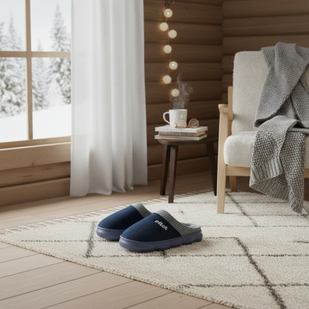 Damă - Papuci de casa pufosi A-821bleumarin