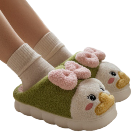 Papuci de casă - Papuci de casa pufosi F-23verde