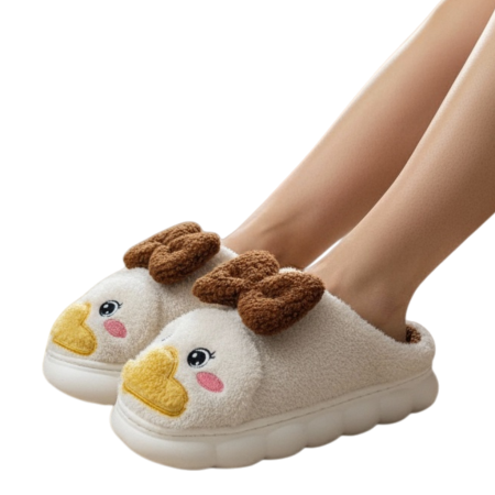 Papuci de casă - Papuci de casa pufosi F-23bej