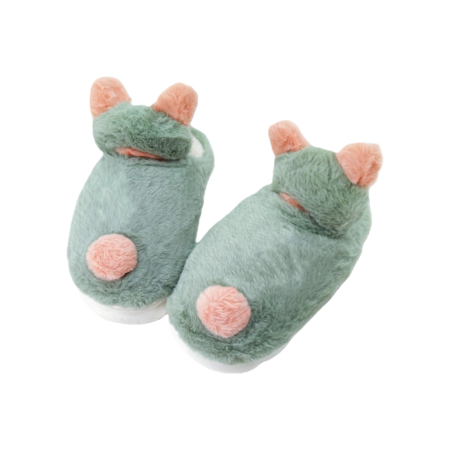 Papuci de casă - Papuci de casa pufosi F-7verde