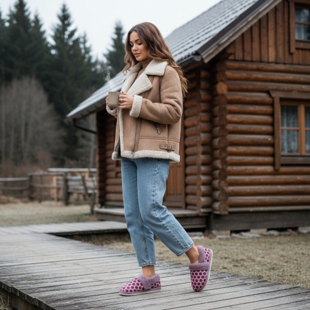 Papuci de casa pufosi L605mov [8]