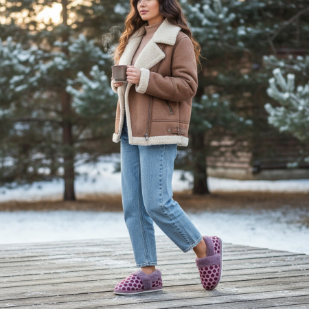 Papuci de casa pufosi L605mov [6]