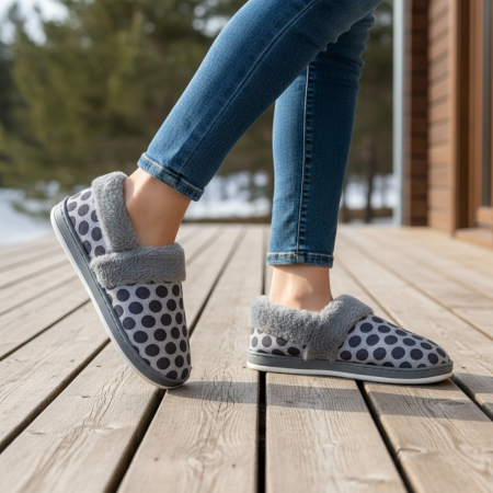 Papuci de casă - Papuci de casa pufosi L605gri