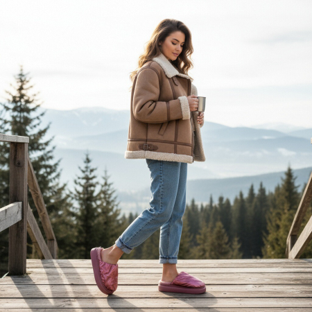 Damă - Papuci de casa pufosi L673roz