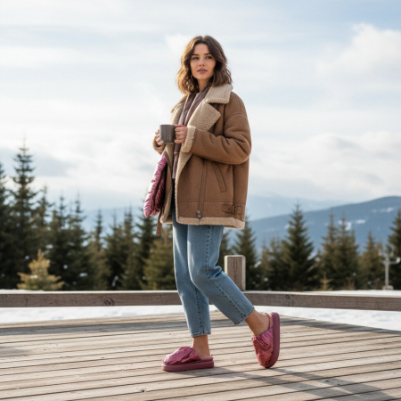 Damă - Papuci de casa pufosi L673roz