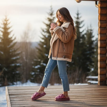 Papuci de casa pufosi L673roz [13]