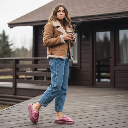 Damă - Papuci de casa pufosi L673roz