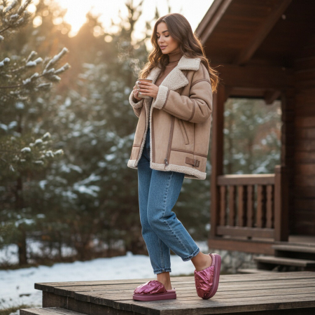 Papuci de casa pufosi L673roz [10]