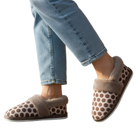 Papuci de casă - Papuci de casa pufosi L605maro