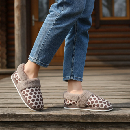 Papuci de casa pufosi L605maro [7]