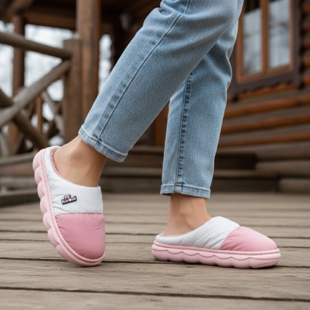 Papuci de casă - Papuci de casa pufosi L666roz