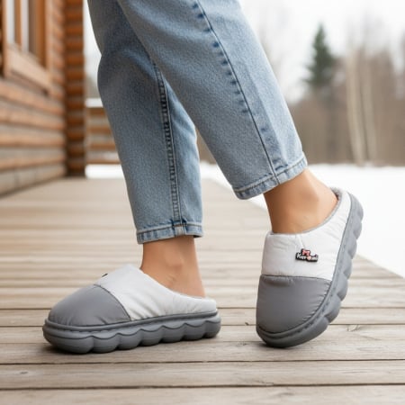 Papuci de casă - Papuci de casa pufosi L666gri