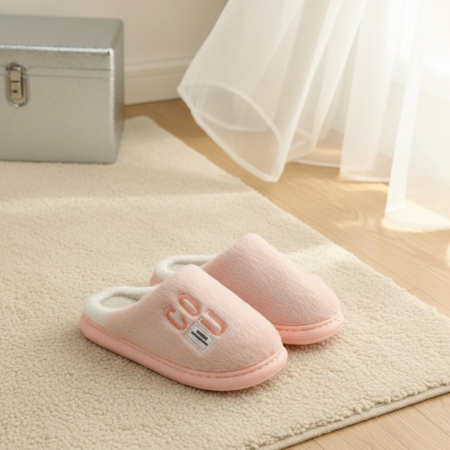 Damă - Papuci de casa pufosi L707roz deschis