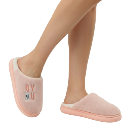Damă - Papuci de casa pufosi L707roz deschis