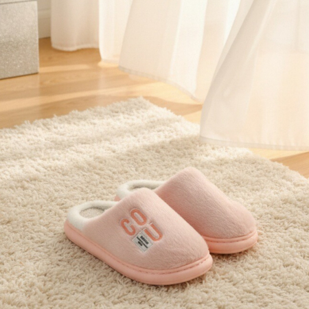 Damă - Papuci de casa pufosi L707roz deschis