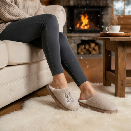 Damă - Papuci de casa pufosi L707bej