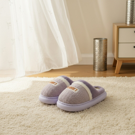 Papuci de casă - Papuci de casa pufosi L709mov