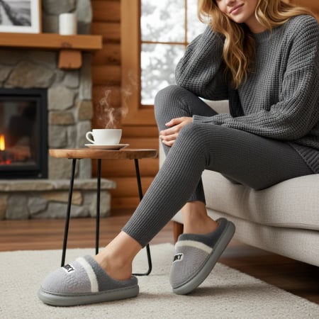 Papuci de casă - Papuci de casa pufosi L709gri